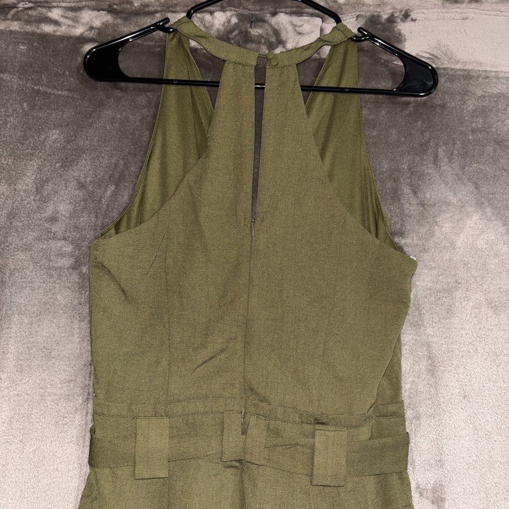 Lulus In the City Surplice Jumpsuit Womens Medium Olive Green Lined Sleeveless - Picture 13 of 16